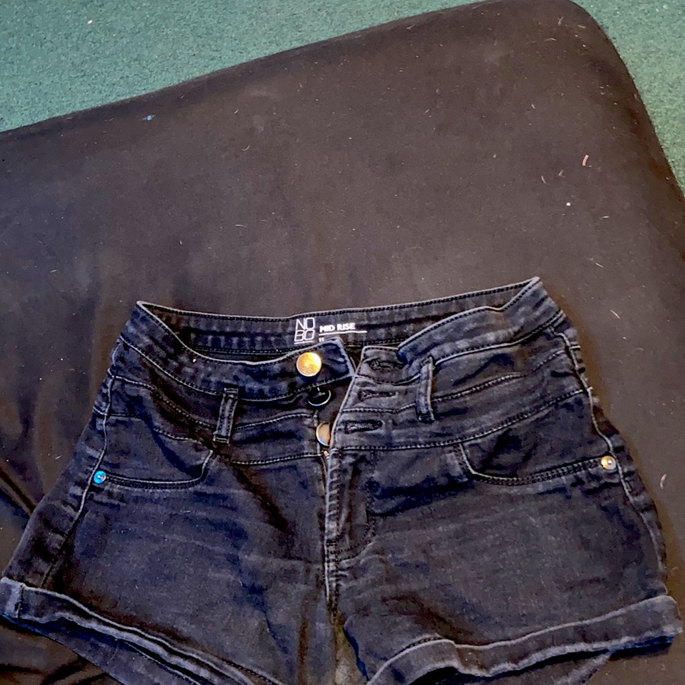 women's black denim shorts